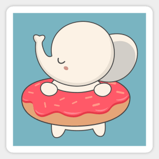 Kawaii Cute Elephant With Donut Sticker